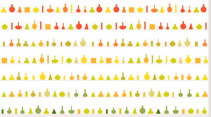 Seamless Science pattern, Laboratory tubes with colored liquid, chemical experiments or tests, white flat vector background.