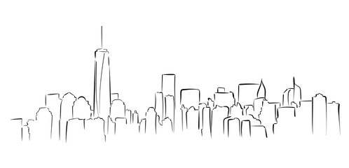 Fototapeta premium New York panorama. Hand drawned vector illustration