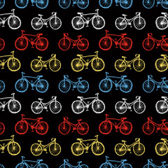 seamless background of the drawn bicycles