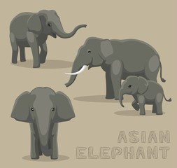 Naklejka premium Ilustracja wektorowa kreskówka słoń azjatycki