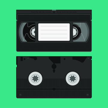 High detailed VHS video tape cassette flat illustration