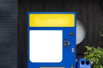 Empty white shelves of standard office vending machine