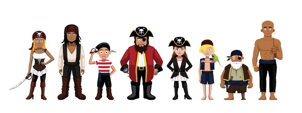 Pirate Characters Set Cartoon Vector Illustration
