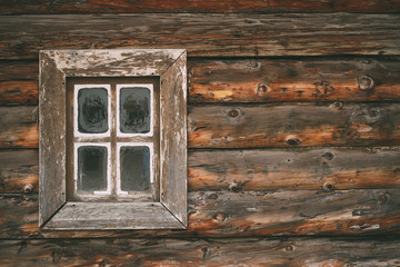 old Windows in a wooden hut