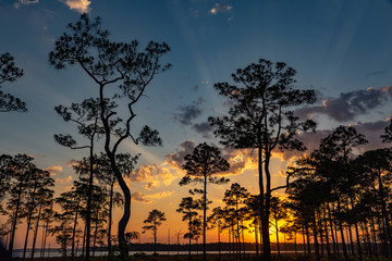 Sunset on a bay in Pensacola FL.