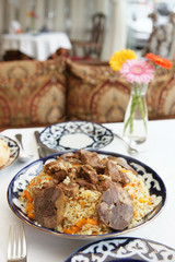 Traditional pilaf on restaurant table
