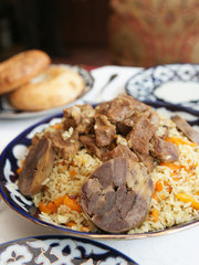 Traditional pilaf on restaurant table