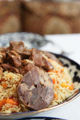 Traditional pilaf on restaurant table