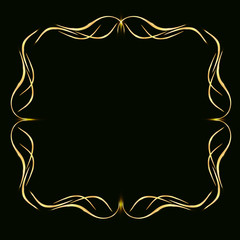 Gold glitter frame on a black background