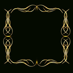 Gold glitter frame on a black background