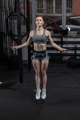Fototapeta na wymiar gym hard training woman