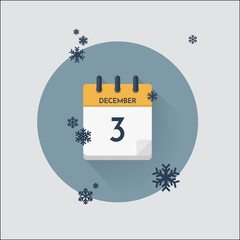 Naklejka premium Day calendar with date December 3.