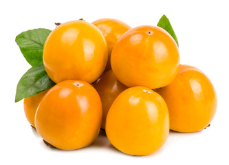 persimmons on white background