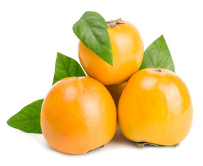 persimmons on white background