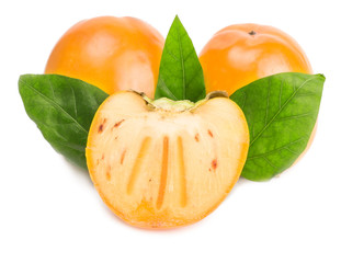 persimmons on white background