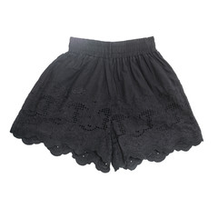 Womens cute black short Pants cute lace crochet  on white with working path