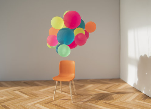 Floating objects above a single chair