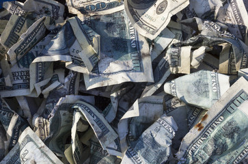 Pile of crumpled dollars