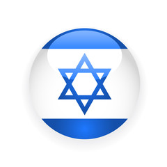 Israel flag round button with blue david star