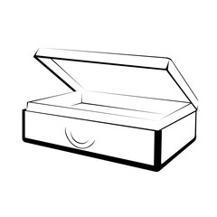 Open case outline on white background