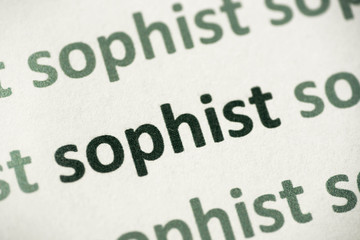 Fototapeta premium word sophist printed on paper macro