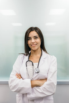 Smiling woman medic portrait