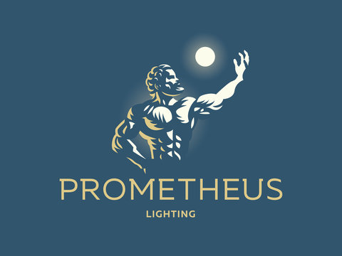 Greek hero Prometheus. Light in the hand. 