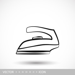 Iron icon. An electric iron icon in the style of a linear design.