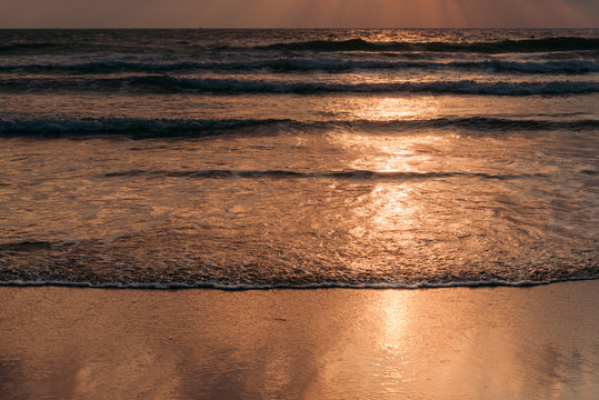 Seascape before sunrise on beach
