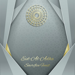 Eid Mubarak greeting card with islamic ornament ,  vector design  template  arabic pattern .