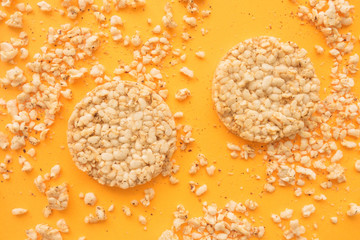 Flat lay crunchy rice cakes