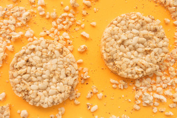 Flat lay crunchy rice cakes