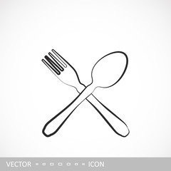 Fork and spoon icon. Restaran icon in the style of linear design.