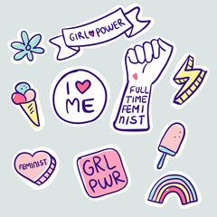 Feminism slogan and patches