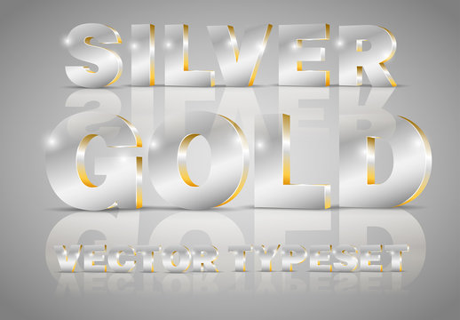 Silver and Gold Accent Metallic 3D Typeset