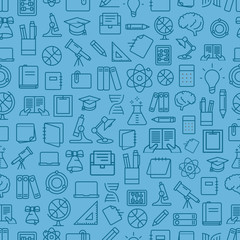 Different network app icons vector seamless pattern. Back to school