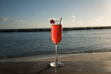 Colorful cocktail on the beach .