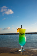 Colorful cocktail on the beach .