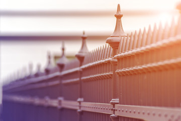 Metal fence with sharp tips