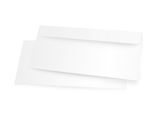 Blank white envelope vector mockup isolated on white. Identity template