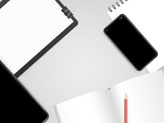 Workplace of a businessman. Top view vector illustration