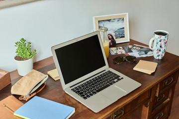 Laptop with blank desk