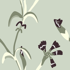 Simple pastel color floral pattern vector seamless