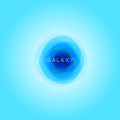 galaxy abstract illustration, space logo template, universe blue icon, blue gradient background.