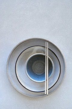 Nesting bowls on grey background