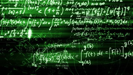 Blocks of abstract mathematical formulas are written and moved in the virtual space. The camera flies through the mathematical formulas. looped - Powered by Adobe