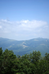 Cumulus clouds above the mountains