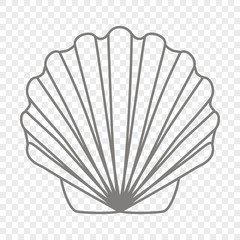 Contour transparent shell scallop. Template for the design of goods with a marine theme.