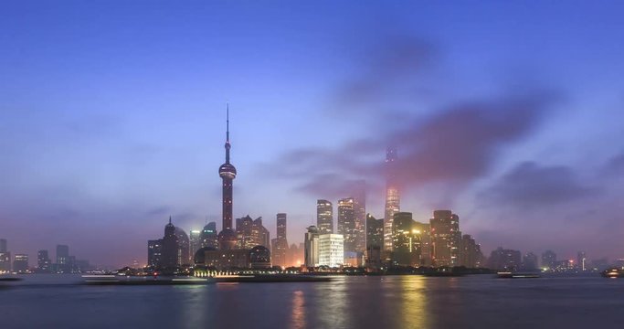 4K Timelapse of Shanghai skyline and cityscape at sunrise
