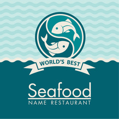 seafood menu design for restaurant on blue background